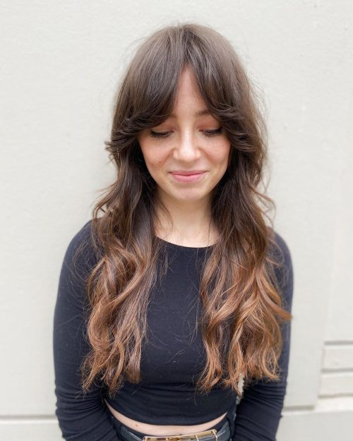 long hair with Curtain Bangs for Oval Face Shapes
