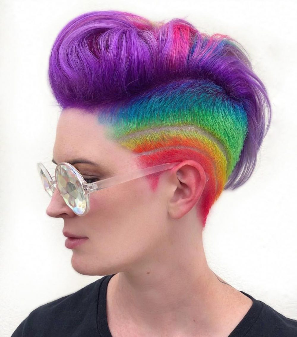 Rainbow Hues on Edgy Short Hair