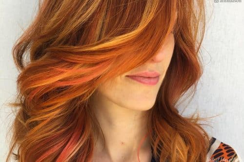 Red hair with blonde highlights