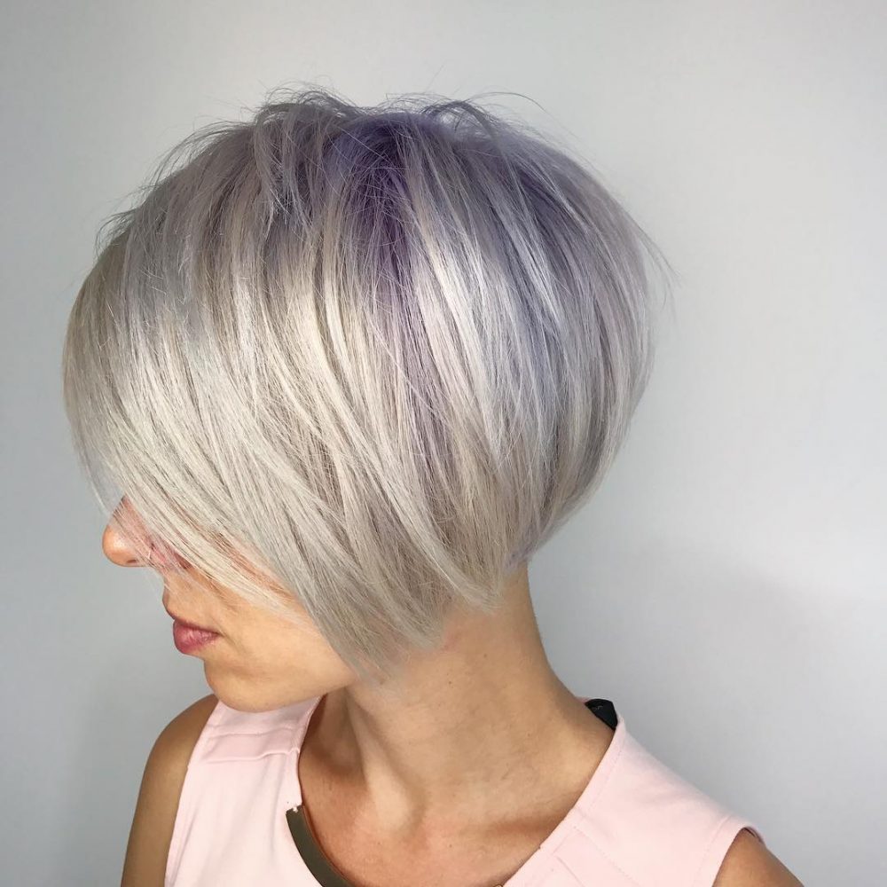 Ultra violet and platinum pixie for fine hair